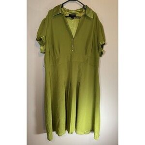 Signature By Robbie Bee Polyester Green Dress Knee Length Missing Belt